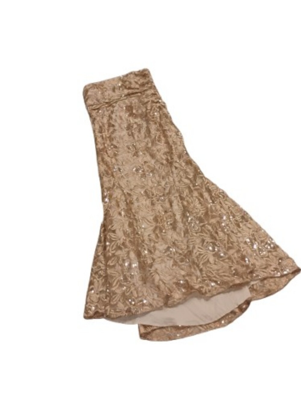 Belle Badgley Mischka Strapless Lace Champagne Color Gown Sz 12 US